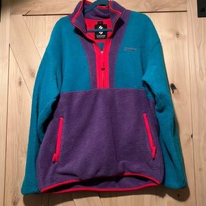 Columbia Fleece Pullover Half Zip 80s Retro Colors